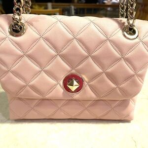 Kate Spade Pink and Silver Quilted Crossbody Bag